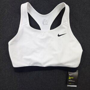 Nike Swoosh Sports Bra Medium Support Dri-Fit White Stretch Women's XL NWT